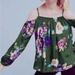 Anthropologie Tops | Anthropologie Maeve Tallie Cold Shoulder Silk Floral Blouse Women's Size Medium | Color: Green/Purple | Size: M