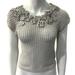 Anthropologie Tops | Anthropologie Knitted & Knotted Top Xs Grey Pua Pullover Crochet Floral Accent | Color: Gray | Size: Xs