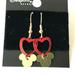 Disney Jewelry | Disney Mickey Mouse Icon Ears Earrings Red Heart Disneyana Gold Plated | Color: Gold/Red | Size: Os