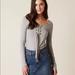 Free People Tops | Free People Looking Back Lace Up Top Womens S Gray Long Sleeve Shirt | Color: Gray | Size: S