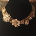 Anthropologie Jewelry | 5 Strand Gold Tone And Rhinestone Flower Necklace Adjustable 14-17" | Color: Gold | Size: Os