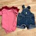 Carhartt Bottoms | Carhartt Infant 6m Denim Shorts Overall And Offbrand Onesies | Color: Blue/Pink | Size: 6mb