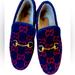 Gucci Shoes | Gucci Fria Gg Shearling Horsebit Loafers Navy/Red Wool Felt Size 38.5 (W 8-9) | Color: Blue/Red/Tan | Size: 38.5 Will Fit W 8-9