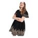 Madewell Dresses | Madewell Womens Black Dress Mini Embroidered Eyelet Puff Sleeve Cotton Small | Color: Black/Tan | Size: S