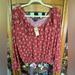 American Eagle Outfitters Tops | American Eagle New Floral/Ruffle Crop Long Sleeve Boho Blouse/Top Size M | Color: Red | Size: M