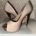 Jessica Simpson Shoes | Jessica Simpson French Taupe Patent Leather With Snakeskin Style Heel | Color: Cream | Size: 6