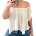 Free People Tops | Free People Off The Shoulder Lace Up Back Flowy Top | Color: Cream/White | Size: S