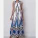 Anthropologie Dresses | Anthropologie Maeve Pakpao Dress Size 4 White Blue Geometric Sleeveless Maxi | Color: Blue/White | Size: 4