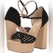 Jessica Simpson Shoes | Jessica Simpson Women's Aditi Peep Toe Platform Sandal Wedge Size 7 New In Film | Color: Black/Cream | Size: 7
