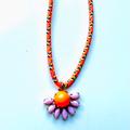 J. Crew Jewelry | 3 For 30j. Crew Necklace Orange Cord Flower | Color: Orange/Pink | Size: Os