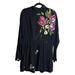 Free People Dresses | Free People Gemma Black Floral Mock Neck Boho Open Back Tie Mini Dress Ec Szm | Color: Black/Red | Size: M