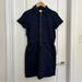 J. Crew Dresses | J. Crew Denim Pocket Dress Navy Blue Chino Zip Up Short Sleeve Size 4 Minimalism | Color: Blue | Size: 4