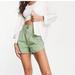 Free People Shorts | Free People Women’s High Rise Pleated Green Pull On Shorts/Sz:M/Nwt | Color: Green | Size: M