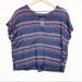 American Eagle Outfitters Tops | American Eagle Cropped Top Size Medium Striped Short Sleeve Keyhole Oversized | Color: Blue/Pink | Size: M