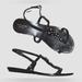 Kate Spade Shoes | Kate Spade Ny 8.5 M Black Leather Rhinestones Slingback Flat Gladiator Sandals | Color: Black | Size: 8.5