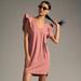 Anthropologie Dresses | Daily Practice By Anthropologie Flutter-Sleeve Tee Dress Ruffle Xlp New | Color: Pink | Size: Xl