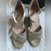 J. Crew Shoes | J Crew Metallic Gold Cross Strap Espadrille Sandals | Color: Gold/White | Size: 8.5