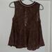 Free People Tops | Euc Free People Lace Top With Opening In Back. Sleeveless. Sweater Neckline. | Color: Brown/Cream | Size: S/P