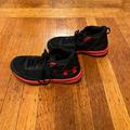 Under Armour Shoes | Boys Black With Red Under Armour High Tops. | Color: Black/Red | Size: 3b