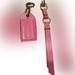 Coach Accessories | Coach Leather Strap Brass Ball Chain Keyfob Charm Keychain Hangtag Zipper Pull | Color: Pink | Size: Os