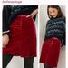 Anthropologie Skirts | Anthropologie Velvet Mini Skirt With Slit Red Holiday No Tie Size 18 | Color: Red | Size: 8