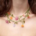 Zara Jewelry | Beaded Flower Layered Necklace | Color: Green/Purple | Size: Os