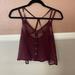 Brandy Melville Tops | Brandy Melville Mesh See Through Tank Top Button Front Burgundy | Color: Brown/Red | Size: One Size