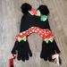 Disney Accessories | Disney Minnie Mouse Hokiday Winter Hat With Matching Gloves | Color: Black/Red | Size: Osg