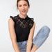 J. Crew Tops | J. Crew Flutter Sleeve Mockneck Black Eyelet Tank Top Blouse - M | Color: Black | Size: M