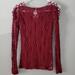 Free People Tops | Free People Intimately Free Burgundy Lace Layering Top Size Xs | Color: Red | Size: Xs