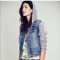 Free People Jackets & Coats | Free People Denim Hoodie Jacket Distressed Sz M | Color: Blue/Gray | Size: M