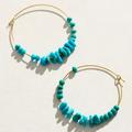 Free People Jewelry | Free People Turquoise Beaded Hoop Earrings | Color: Blue/Gold | Size: Os