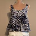 Jessica Simpson Tops | 25- Jessica Simpson -Size Small - Flowy Crop Top - Navy And White - Fully Lined. | Color: Blue/White | Size: S