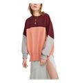 Free People Sweaters | Free People Womens Burgundy Color Block Long Sleeve T-Shirt Size: Xs | Color: Red | Size: Xs