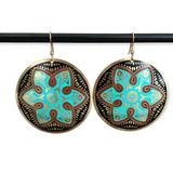 Urban Outfitters Jewelry | Large Turquoise Copper Earrings Mandala Floral Bohemian Patina Nwt | Color: Gold/Green | Size: Os