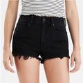 American Eagle Outfitters Shorts | American Eagle Outfitters Black High Rise Shortie Crocheted Lace Raw Hem Shorts | Color: Black/Gray | Size: 10