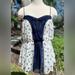 Anthropologie Tops | Anthropologie White Sheer Polka Dot Top Size 10 Navy Blue Halter Blouse Strappy | Color: Blue/White | Size: 10