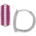 Giani Bernini Jewelry | Nwt Giani Bernini Sterling Silver Rose Pink Cz Enamel Huggie Hoop Earrings | Color: Pink/Silver | Size: Os