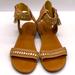 American Eagle Outfitters Shoes | American Eagle Tan/Gold Leather Ankle Strap Sandals | Color: Gold/Tan | Size: 10