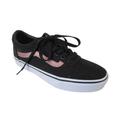 Vans Shoes | Brand New & Eye-Catching! Vans Black Canvas With Rose Gold Pink Leather Flame | Color: Black/Gold | Size: 8