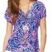 Lilly Pulitzer Tops | Lilly Pulitzer Asher Top Rollin In The Grass 100% Silk Top - Size Large | Color: Blue/Pink | Size: L