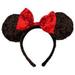 Disney Accessories | Classic Sparkle Minnie Mouse Ear Headband | Color: Black/Red | Size: Os