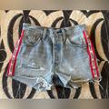 Levi's Shorts | Levi’s 501 High Rise Side Stripe Logo Denim Jean Shorts | Color: Blue/Red | Size: 24