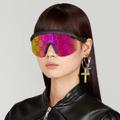 Gucci Accessories | Gucci Gg1477s 004 Sunglasses Black Pink Mirror Logo Shield Unisex Gg 1477s | Color: Black/Pink | Size: Os