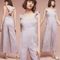 Anthropologie Pants & Jumpsuits | Anthropologie Elevenses Womens 8 Nantucket Ruffled Jumpsuit | Color: Gray/Purple | Size: 8