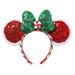 Disney Accessories | 2020 Disney Parks Christmas Minnie Ears Headband Red Authentic Peppermint Candy | Color: Green/Red | Size: Os