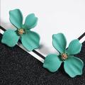 Anthropologie Jewelry | Anthropologie Matte Emerald Green Gold Center Orchid Flower Stud Earrings | Color: Gold/Green | Size: Os