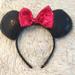 Disney Accessories | Disney Minnie Mouse Collection Sequin Black And Pink Headband Ears. | Color: Black/Pink | Size: Osg