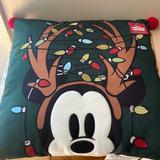 Disney Holiday | Disney Mickey Mouse Christmas Holiday Reindeer Decorative Throw Pillow-Nwt | Color: Green/White | Size: Os