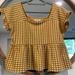 Madewell Tops | Euc Womens Madewell Gingham Ruffle Top Size Medium | Color: White/Yellow | Size: M